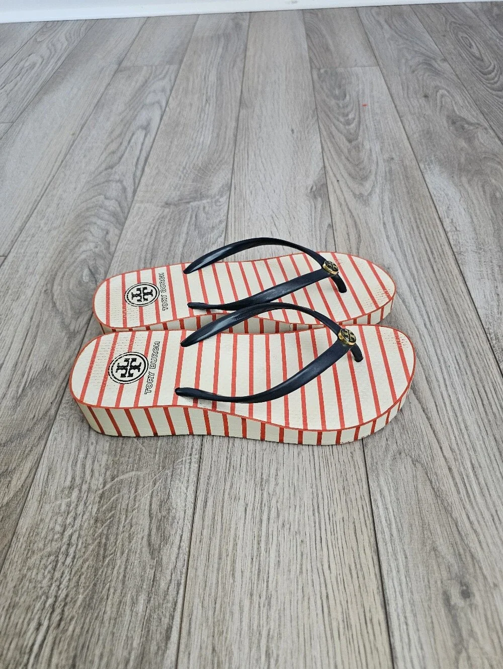 Tory Burch Striped Mini Wedge Sandals